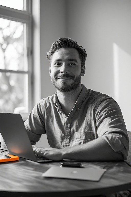 Forward deployed engineer at a laptop by a window