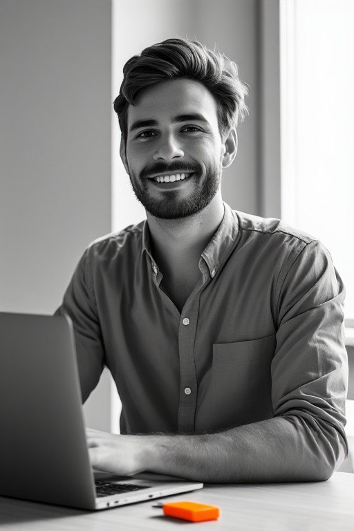 Machine learning engineer working at a laptop